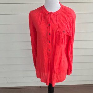 Free People Gauze High Low Long Sleeve Top Shirt